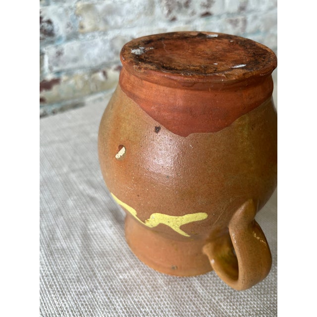 Ceramic Vintage Hand-Thrown Ceramic Mug With Yellow Glaze Detailing For Sale - Image 7 of 8