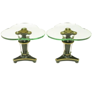 Black Lacquer & Parcel Gilt Empire Side Tables With Arrow Details - a Pair