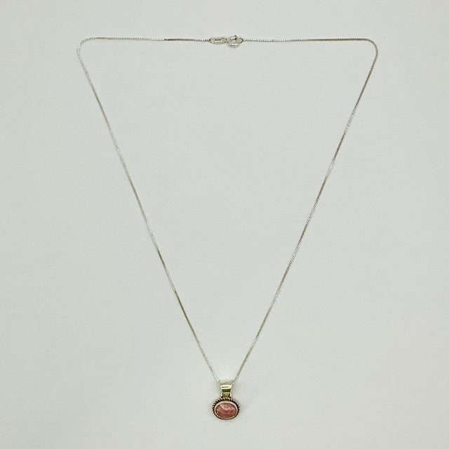 1970s Vintage Southwestern Boho Chic Judith Jack Sterling & Pink Rhodochrosite Pendant Necklace - 16” For Sale - Image 6 of 12