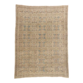 Distressed Antique Persian Tabriz Rug - 07'10 X 10'05 For Sale