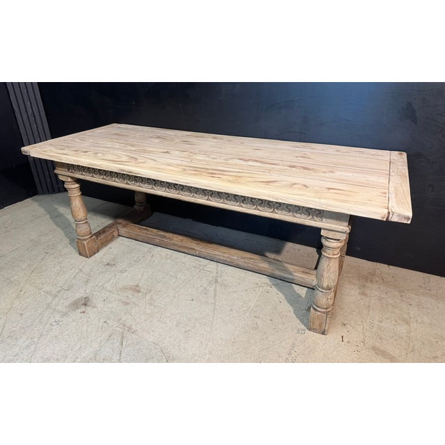 Vintage Bleached Oak Farmhouse Dining Table, 1925 For Sale - Image 4 of 15