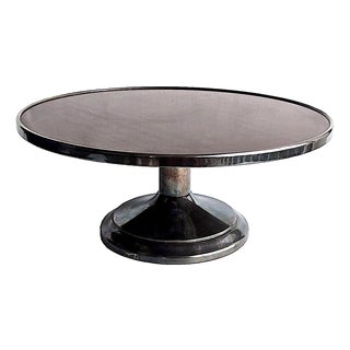 1950s Silver Plate Cake Stand With Faux Wood Formica Surface For Sale