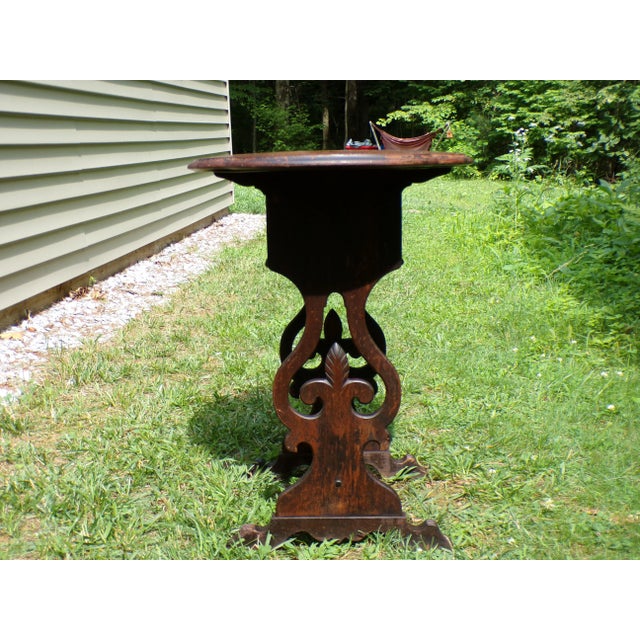 Antique Tilt Top Sewing Table Vintage Walnut Sewing Stand Parlor Lamp Table For Sale - Image 13 of 15