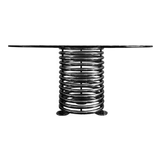 1970s Italian Modernist Round Chrome Dining Table For Sale