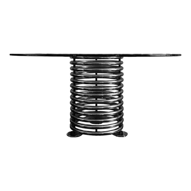 1970s Italian Modernist Round Chrome Dining Table For Sale