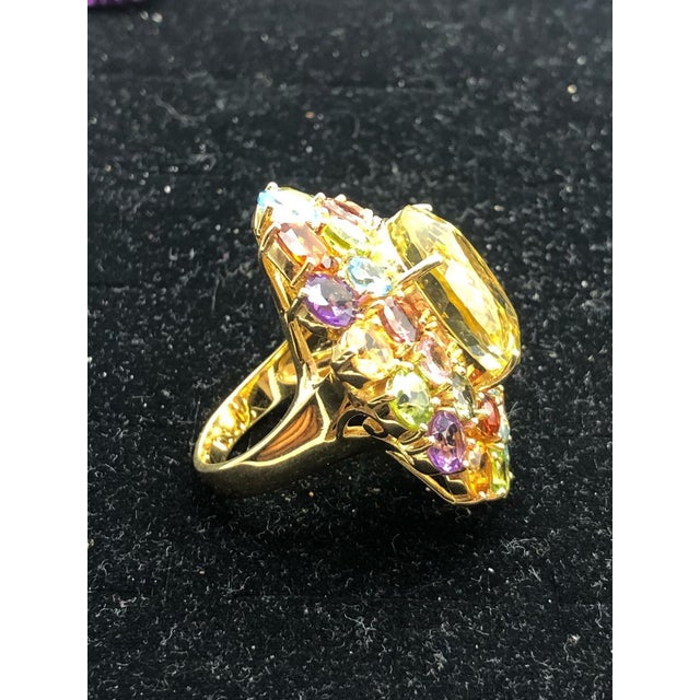 Bochic “Orient” Vintage Amethyst, Lemon Quartz & Citrine Ring - 18K Gold & Silver For Sale - Image 4 of 14