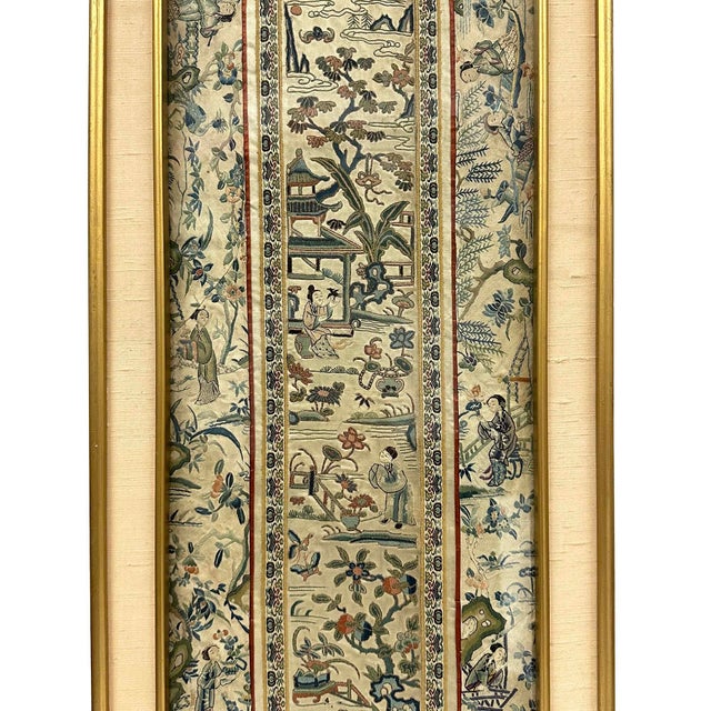 Asian Late Qing Dynasty Antique Chinese Silk Embroidered Panel For Sale - Image 3 of 10