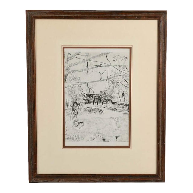 Framed Signed Pierre Bonnard "Le Parc Monceau" Drypoint Etching For Sale