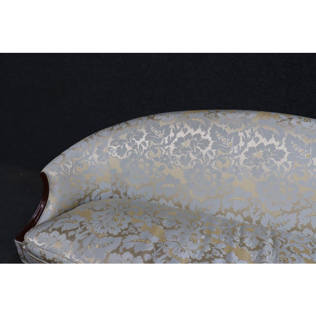 Kindel Hepplewhite Style Mahogany Upholstered Camelback Sofa For Sale - Image 10 of 17
