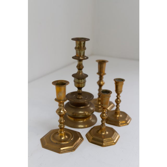 Antique Danish Brass Candlesticks, 1890s, Set of 5 For Sale - Image 6 of 17