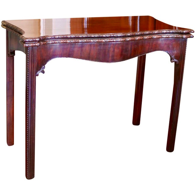 Georgian Serpentine Mahogany Game Table With Carved Rosette Edge For Sale - Image 14 of 14