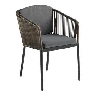 Rattan Armchair With Upholstered Seat For Sale