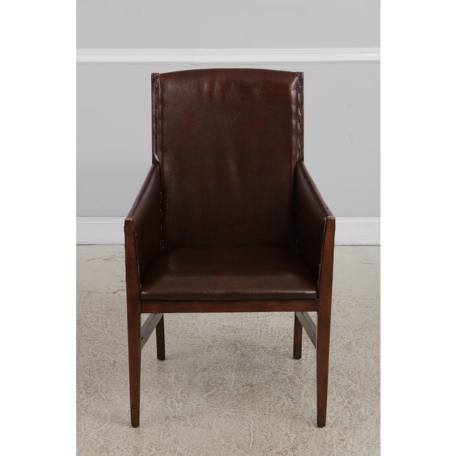2010s Set of 6 Stickley Leather Dining Chairs For Sale - Image 5 of 15
