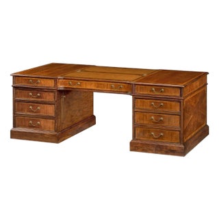 Walnut Leather Top Desk For Sale