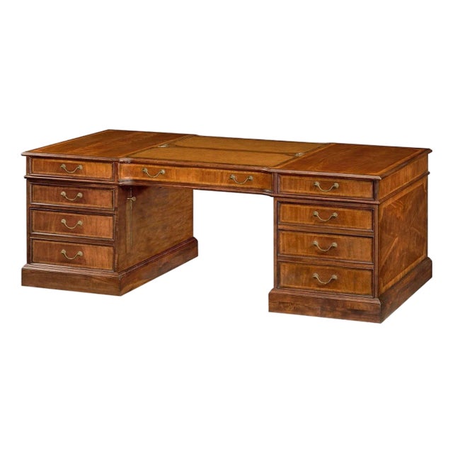 Walnut Leather Top Desk For Sale