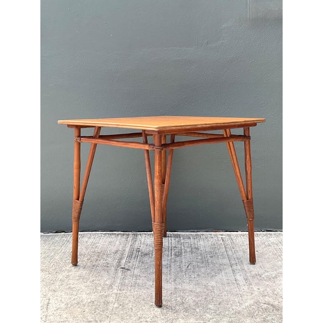 Vintage Wood and Rattan Game Table For Sale - Image 13 of 18