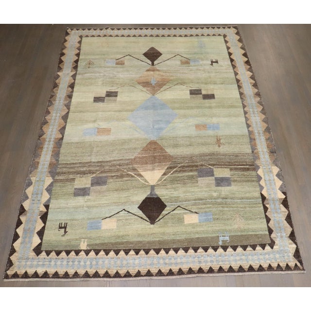 Persian Vintage Zabihi Collection Geometric Persian Gabbeh Rug - 6'10" x 9'10" For Sale - Image 3 of 10