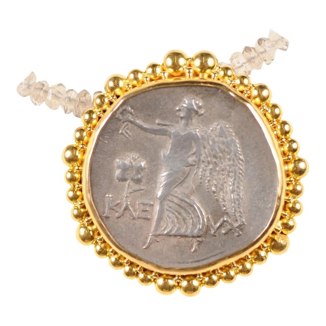 Antique Ancient Greek Coin in 22k Gold Pendant For Sale