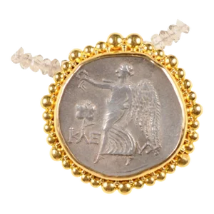 Antique Ancient Greek Coin in 22k Gold Pendant