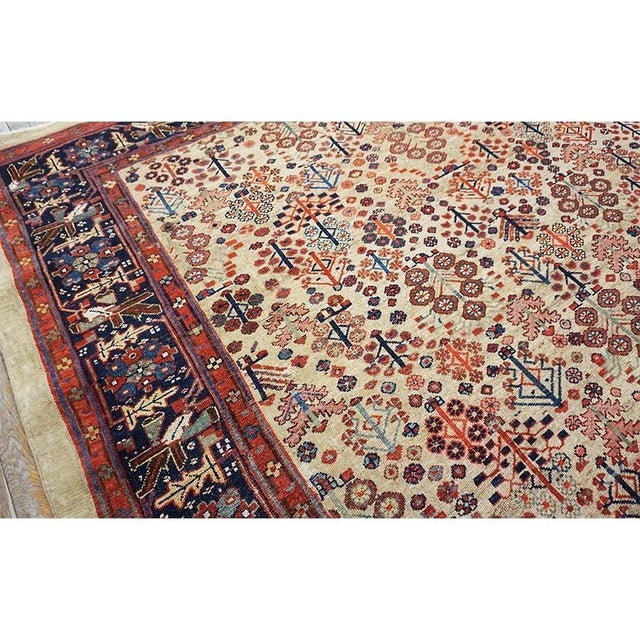 1880s Multicolor Tree of Life Tribal Shrub n.w Antique Bakshaiesh Rug Square Carpet For Sale - Image 9 of 9