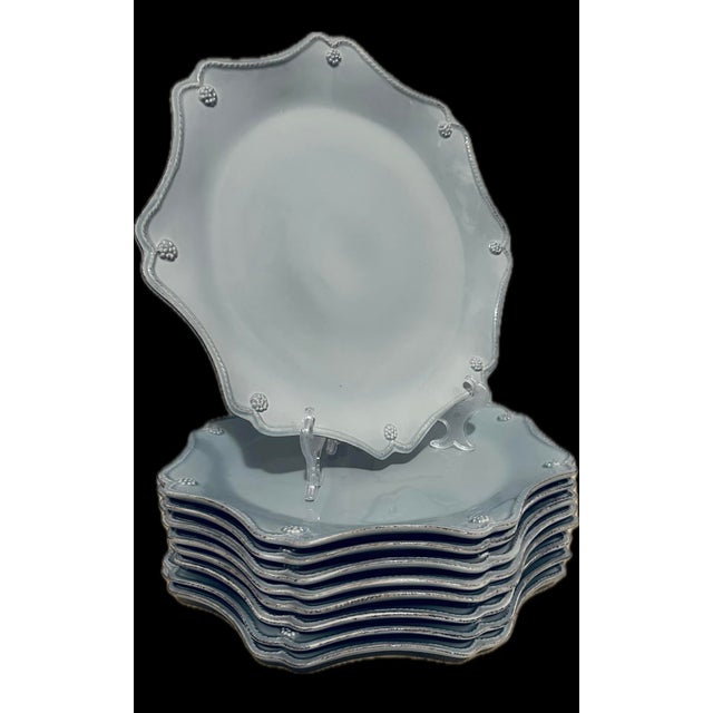 Ceramic Vintage Juliska Ceramics Charger “Berry and Thread Ice Blue Collection”- Set of 9 For Sale - Image 7 of 11