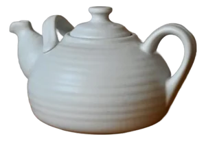 Large Danish White Ceramic Teapot in Scandinavian Bohemian Style