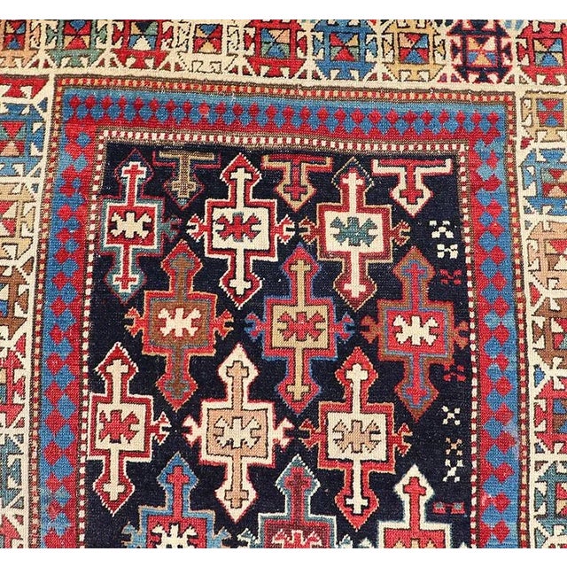 Late 19th Century Late 19th Century Late 19th Century Kazak Runner With Geometric Design in Tribal Crosses For Sale - Image 5 of 12