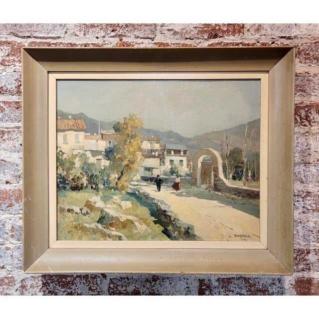 Jacques Bartoli -Two figures walking down the street-1950s Modernist Oil painting French Modernism -Oil painting on board...