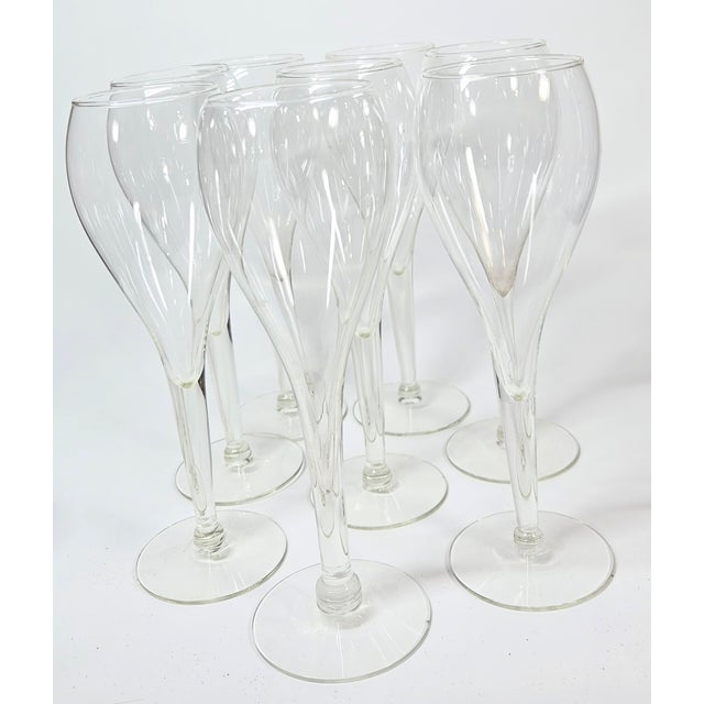 Late 20th Century Art Nouveau Hollow Stem Balloon Style Champagne Flutes - Set of Eight For Sale - Image 16 of 16