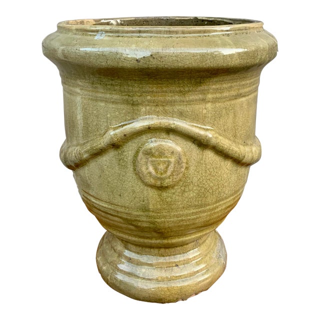 French Provincial Glazed Earthenware Pedestal Planter For Sale