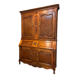 1970s Henredon French Provincial Lighted Secretary Bookcase For Sale