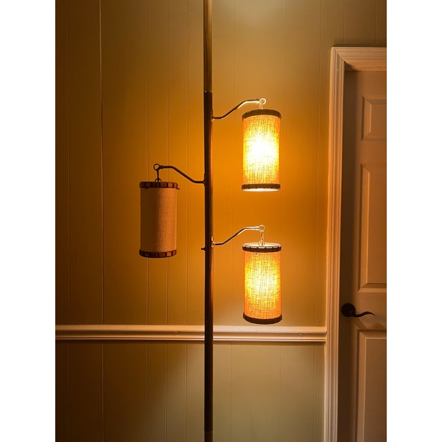 1960s Mid-Century Modern 3-Lantern Tension Pole Lamp For Sale - Image 4 of 15