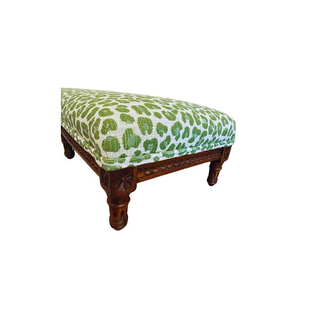 Mid 20th Century Antique Footstool Mew Leopard Upholstery For Sale - Image 5 of 6