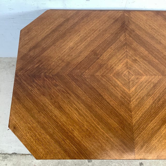 Mid 20th Century Vintage Modern Coffee Table With Bookmatched Veneer Top and Chrome Base For Sale - Image 5 of 12
