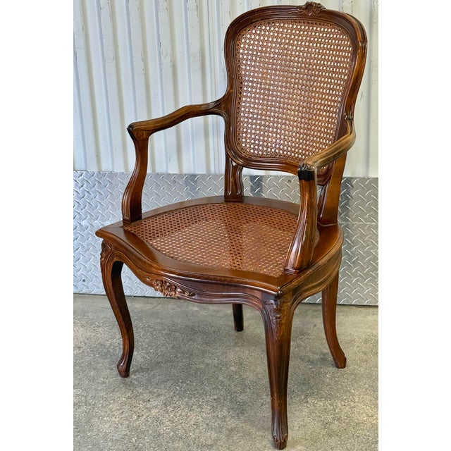 Gorgeous Louis XV chair features a wooden frame with light, curved lines and cabriole legs. Both the seat and the backrest...