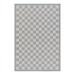 Erin Gates by Momeni Saybrook Check Blue Indoor/Outdoor Area Rug 9' X 12' For Sale