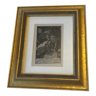 Gold Framed Vintage French Etching Illustration Print - “The Shape of This Box... Drew the Attention of the Captain” (Reproduction) - Anatole France For Sale