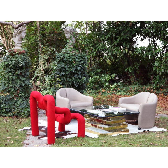 Postmodern 1980s Vintage Terje Ekstrom Norway Postmodern Lounge Chair in Red For Sale - Image 3 of 12