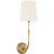 Suzanne Kasler for Visual Comfort Signature Wyatt 20" Sconce in Hand-Rubbed Antique Brass with Linen Shade For Sale