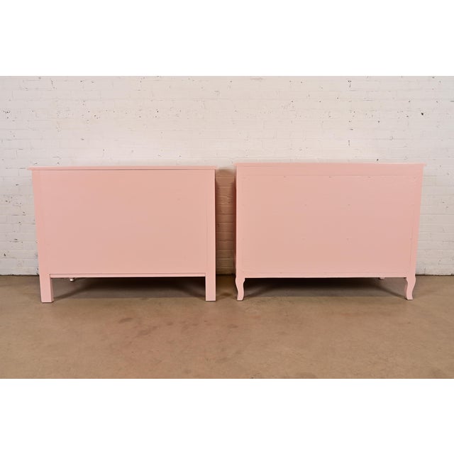 French Provincial Louis XV Pink Lacquered Dresser Chests, Newly Refinished For Sale - Image 12 of 13