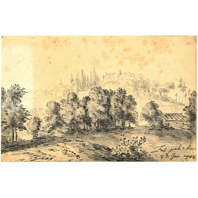 Rome, The Countryside- Original China Ink Drawing by Jan Pieter Verdussen - 1742 1742 For Sale - Image 3 of 3