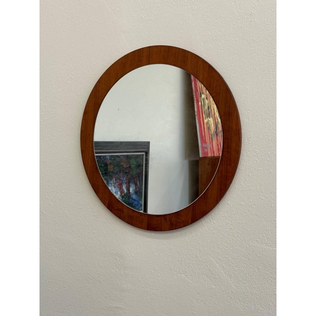Mid-Century Modern Danish Teak Round Wall Mirror Mid-Century Modern 1960s For Sale - Image 3 of 10