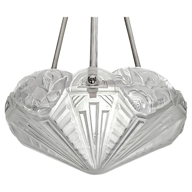 Mid 20th Century French Art Deco Pendant Chandelier by Hanots For Sale - Image 5 of 6