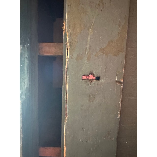 Antique Primitive Cupboard Hutch in Original Blue-Gray Milk Paint – Circa 1830–1860 For Sale - Image 6 of 7