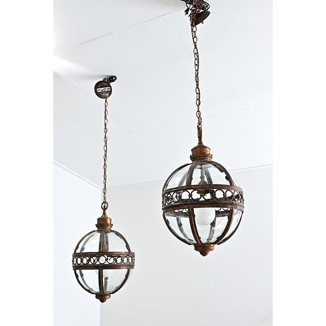 English Pair of 20th Century Glass Globe Lanterns For Sale - Image 11 of 12