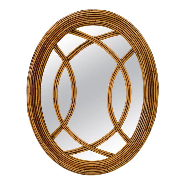 Mid Century Rattan Mirror For Sale