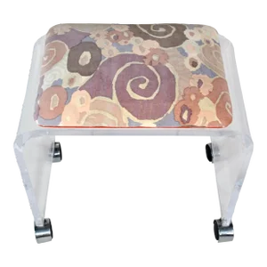 1970's Lucite Waterfall Bench / Stool in Jack Lenore Larsen Velvet