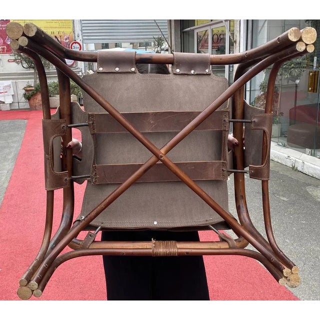 Set of Leather & Bamboo Chairs by Tito Agnoli, 1960s For Sale - Image 5 of 12