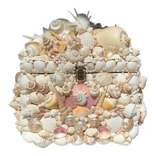 Vintage Coastal Shell Encrusted Box For Sale