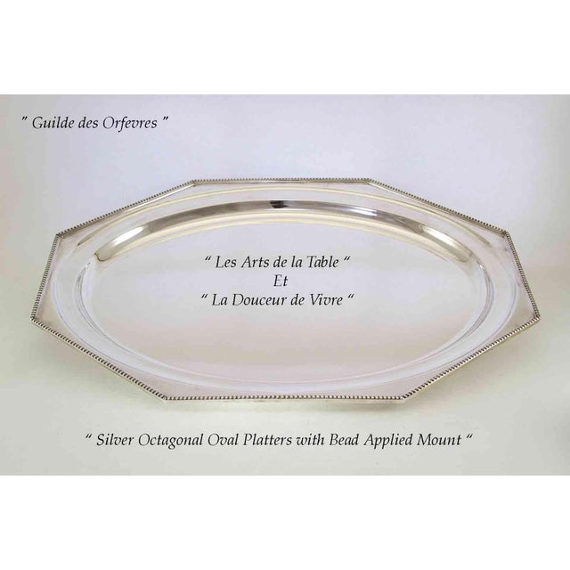 Ref # FC 524 Oct Photo 80 A Description: Silver Octagonal Oval Platter 24 in. with Bead Pattern, Applied Border. Pattern :...